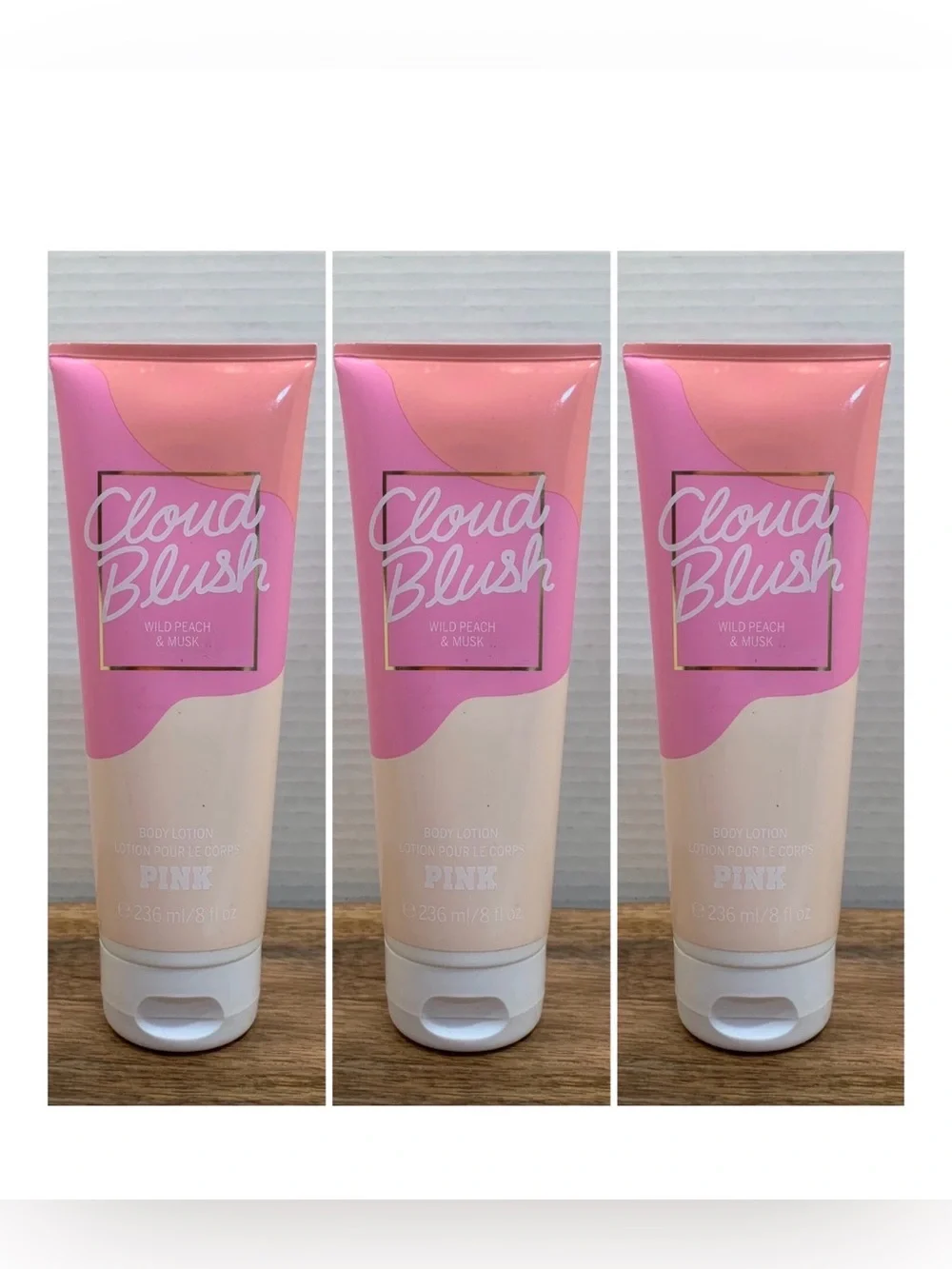 PINK Victoria's Secret Cloud Blush Wild Peach & Musk Body Lotion - Pink & Cream